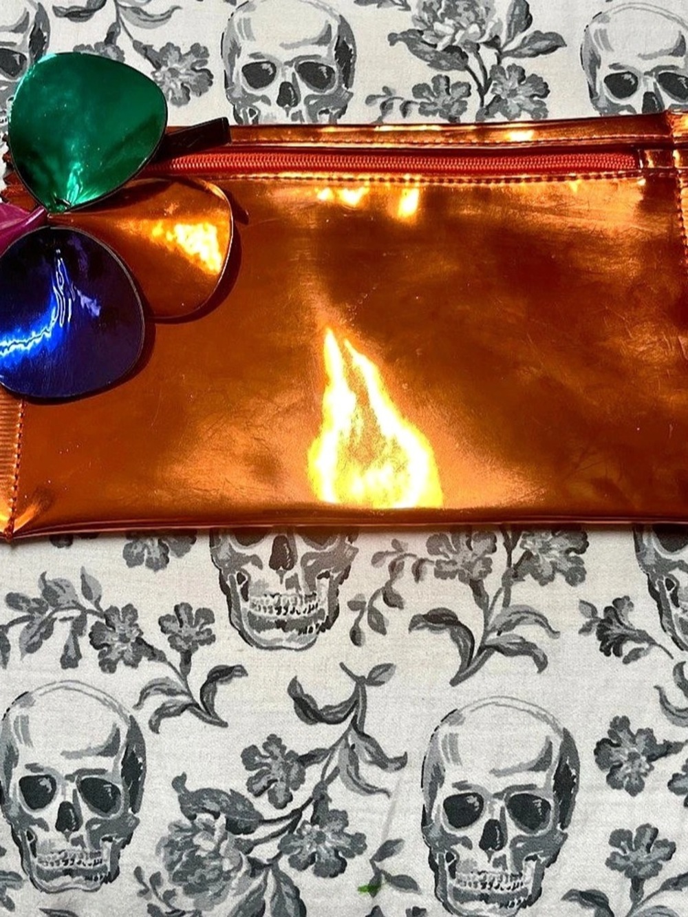 MAC Shiny Pretty Things Metallic Orange Candy Wrapper Cosmetic Pouch Cosmetic